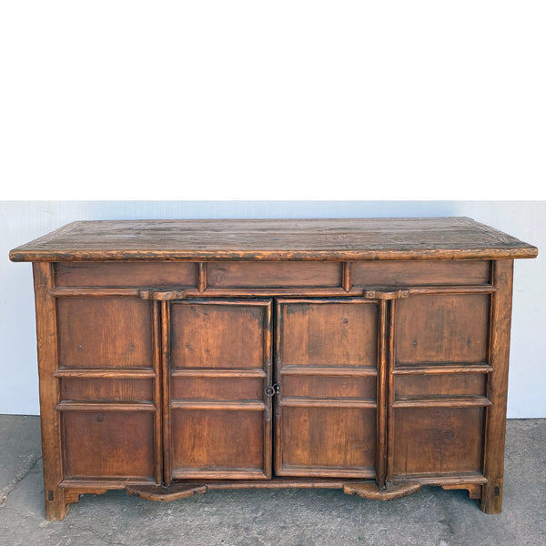Chinese Qing Dynasty Pine Paneled Sideboard Cabinet