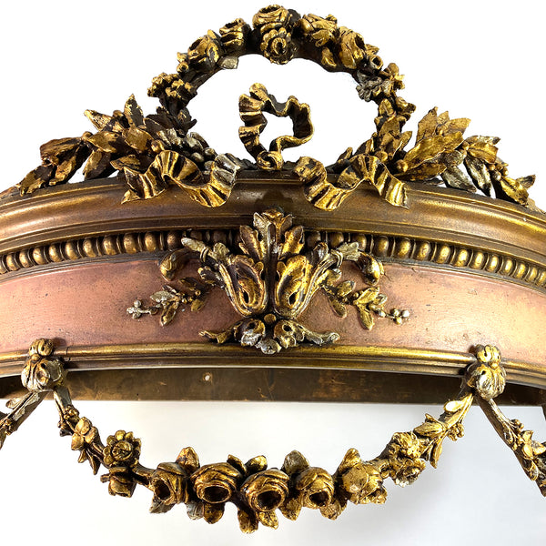 French Louis XVI Style Gilt Gesso and Painted Wood Ciel de Lit Bed Corona