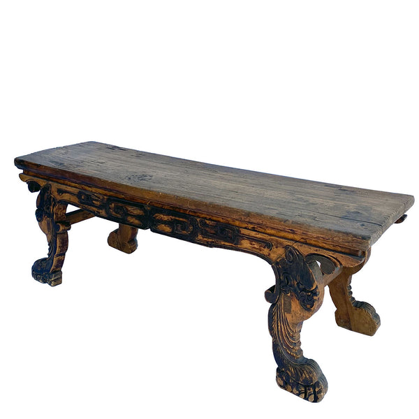 Small Chinese Qing Elm Altar Table Bench