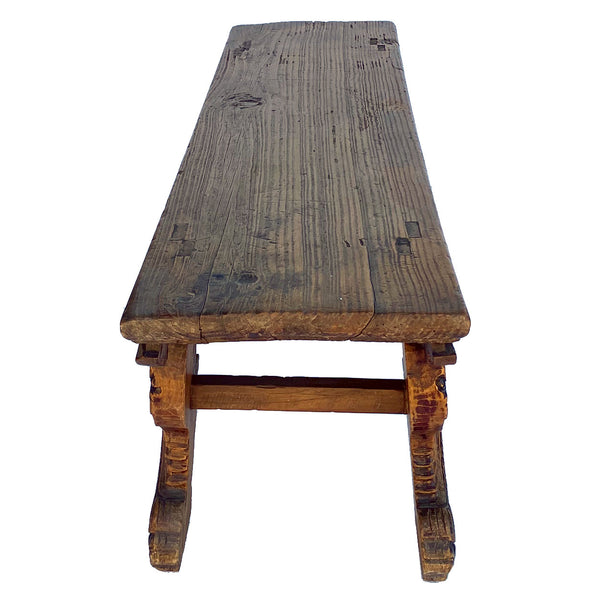 Small Chinese Qing Elm Altar Table Bench