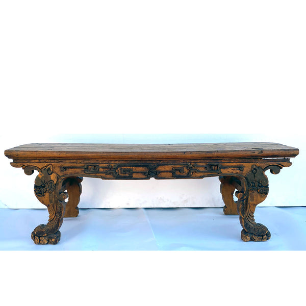 Small Chinese Qing Elm Altar Table Bench