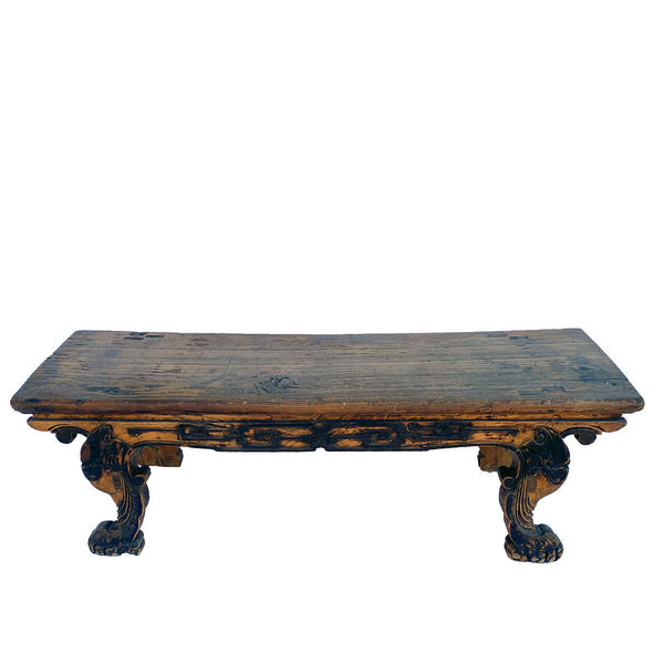 Small Chinese Qing Elm Altar Table Bench
