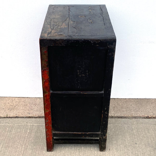 Chinese Qing Red Lacquer Wooden Side Cabinet