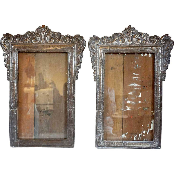 Rare Pair of Indo-Portuguese Silver and Teak Frames