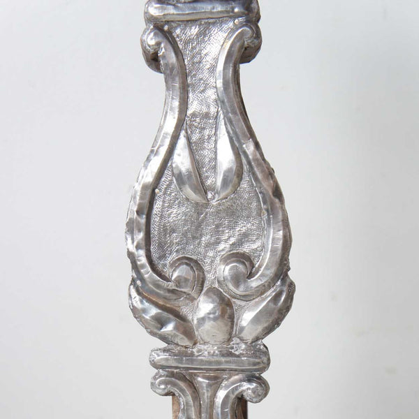 Rare Pair of Indo-Portuguese Silver Repousse Candlesticks