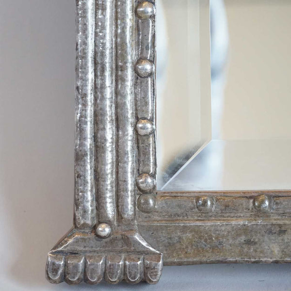 Rare Pair of Indo-Portuguese Silver Framed Beveled Mirrors