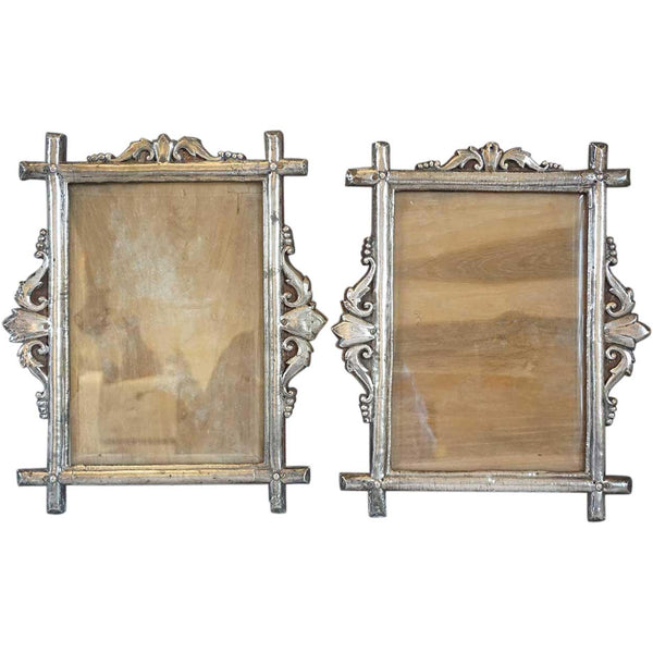 Rare Pair of Indo-Portuguese Silver and Teak Picture Frames