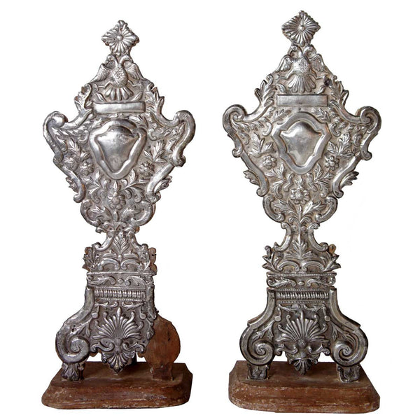 Pair of Indo-Portuguese Baroque Style Silver over Teak Reliquaries
