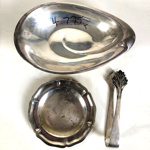 Vintage America Sterling Silver Dish, Japanese Sugar Tongs and Mexican Plate