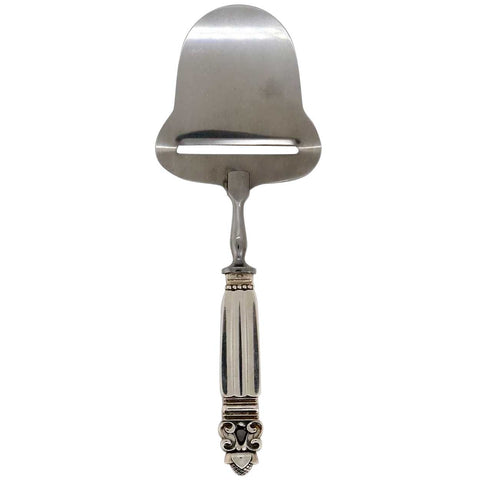 Vintage Danish Georg Jensen Sterling Silver and Stainless Steel Acorn Pyramid Cheese Plane