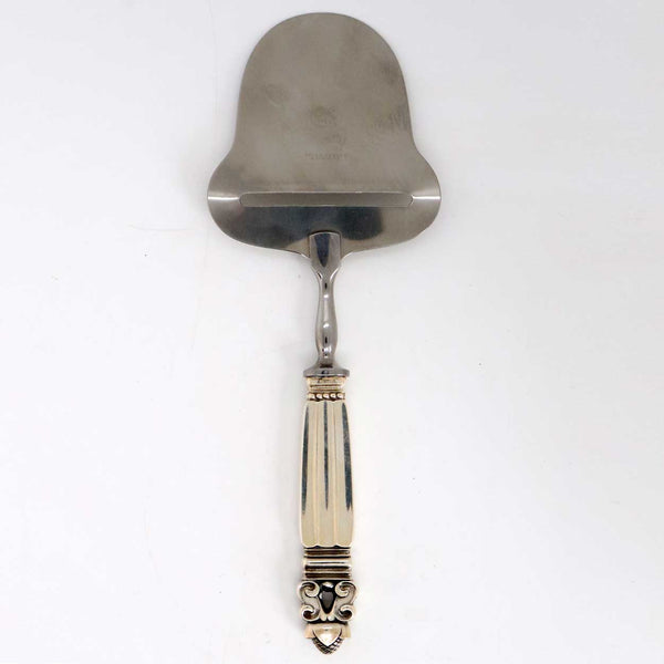 Vintage Danish Georg Jensen Sterling Silver and Stainless Steel Acorn Pyramid Cheese Plane