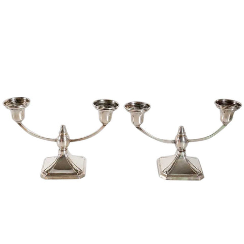 Pair of Vintage American Elgin Silver Company Sterling Silver Two-Arm Candelabra