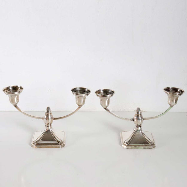 Pair of Vintage American Elgin Silver Company Sterling Silver Two-Arm Candelabra