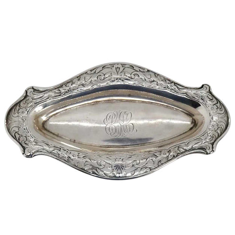 Small American R. Blackinton & Company Art Nouveau Engraved Sterling Silver Tray