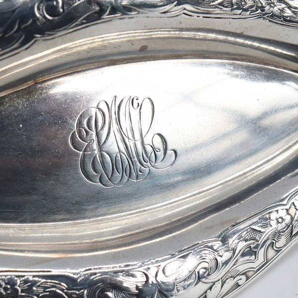 Small American R. Blackinton & Company Art Nouveau Engraved Sterling Silver Tray