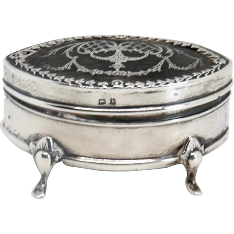 Fine English Edwardian Henry Matthews Sterling Silver and Horn Pique Jewelry Box