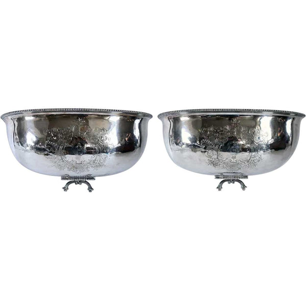Pair of English Silverplated Regimental Meat Dome Covers, as Wall Pockets