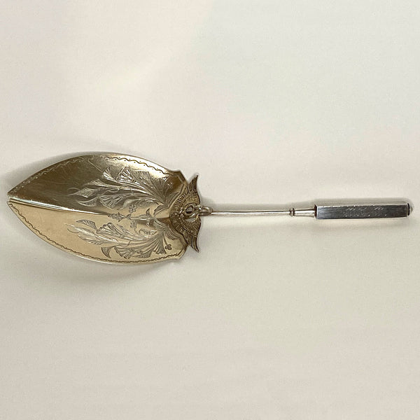 Scarce American Gorham Gilt Bright Cut Sterling Silver Isis Pattern Pastry Server