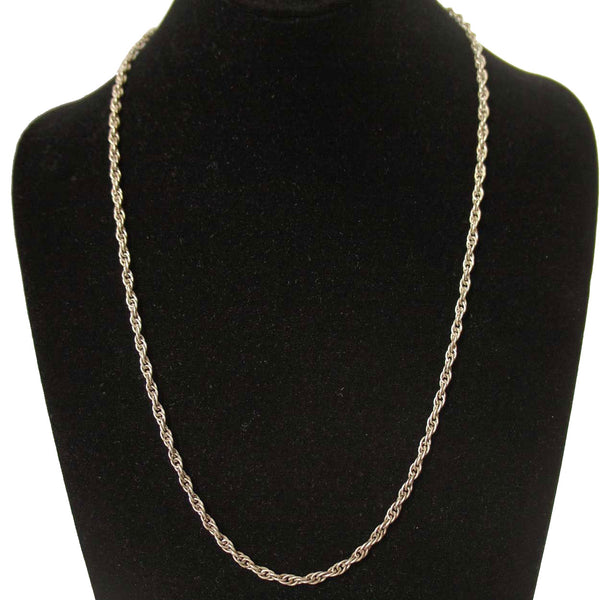 Vintage Long Sterling Silver Rope Twist Chain Necklace