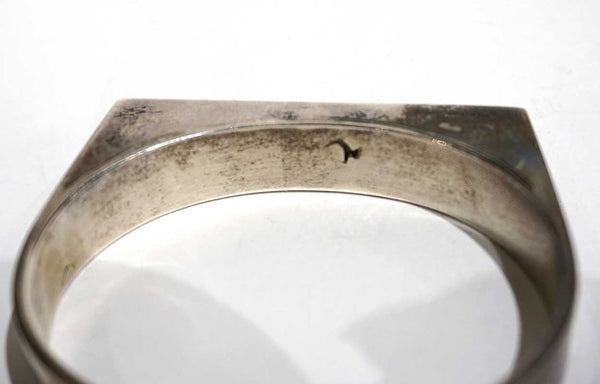 Vintage American Southwest Silver, Inlaid Mother-of-Pearl and Rosewood Cuff Bracelet