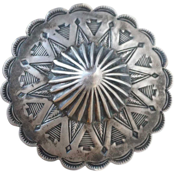 Vintage Native American Navajo Silver Concho Round Pin