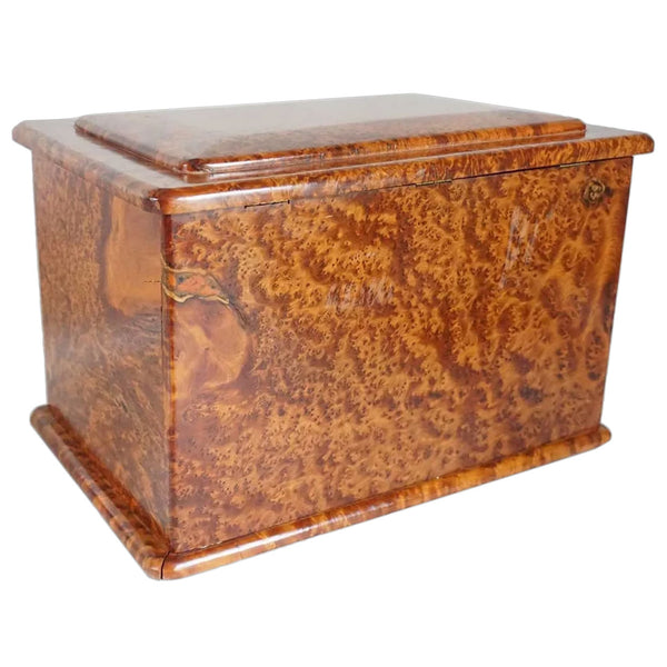 Vintage Italian Solid Burled Briarwood Jewelry Box