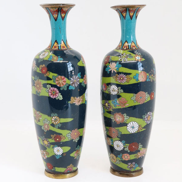 Small Pair of Japanese Meiji Cloisonne Enamel Vases