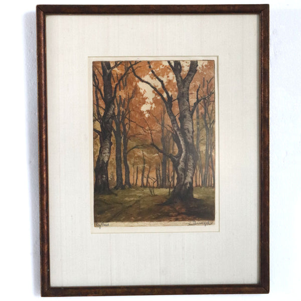 LUDWIG BURGEL Etching on Paper, Autumn Forest
