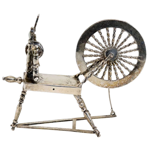 Dutch Silver Miniature Model of a Spinning Wheel