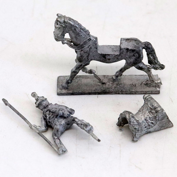 Three-Piece Austrian Lead Miniature Toy Soldier Figure on Horseback
