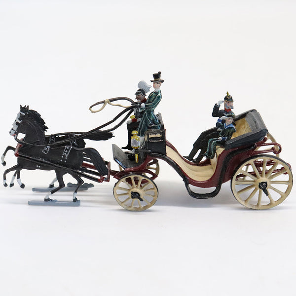 Miniature Painted Lead Kaiser Franz Josef I Horse Drawn Carriage Model