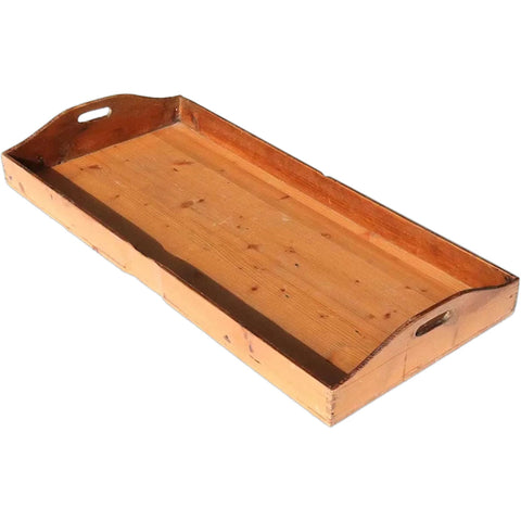 Large English Georgian Pine Rectangular Gallery Butler's Tray