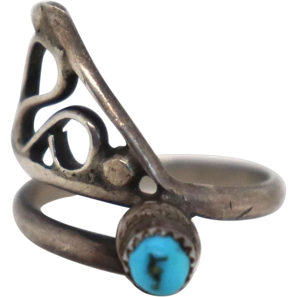 Vintage Southwest Openwork Silver and Turquoise Women's Ring