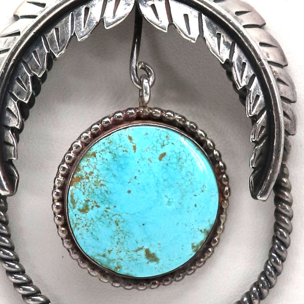 American Southwest Sterling Silver and Turquoise Pendant Beaded Necklace