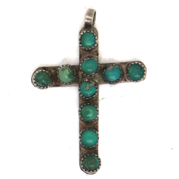 Vintage Native American Silver, Turquoise Pendants and Bar Pin (3 Pieces)