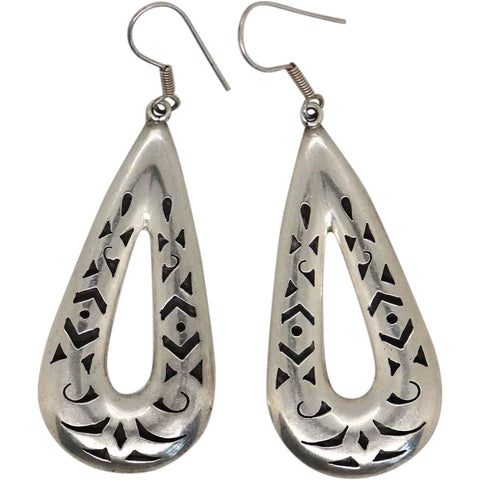 Pair Vintage Mexican Taxco Sterling Silver TA-143 Teardrop Earrings