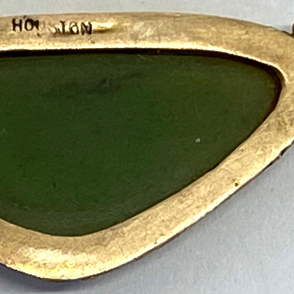 Vintage American J. L. Houston Gold Nugget and Alaskan Jade Necklace Pendant