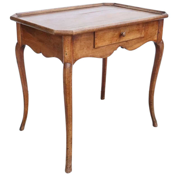 French Provincial Louis XV Style Walnut Gallery Top Rectangular Side Table