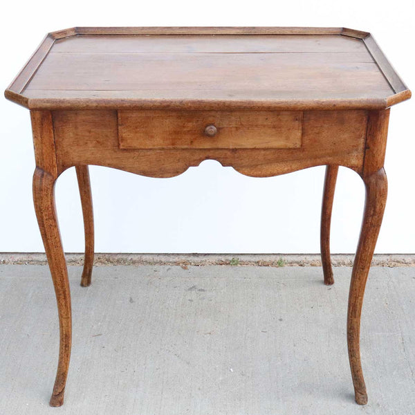 French Provincial Louis XV Style Walnut Gallery Top Rectangular Side Table
