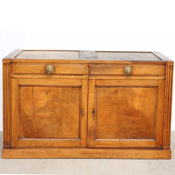 French Restoration Period Walnut and Black Marble Top Buffet Sideboard Cabinet