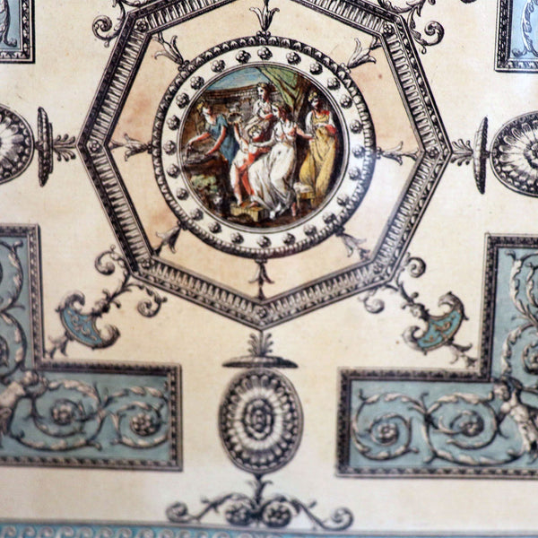 ROBERT ADAM Colored Bookplate Engraving, Lady Bute's Dressing Room Ceiling