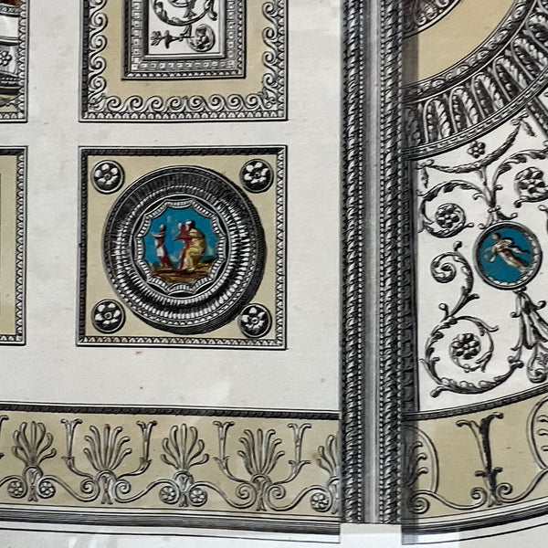 ROBERT ADAM Colored Bookplate Engraving, Ceiling of the Library at Kenwood