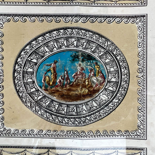 ROBERT ADAM Colored Bookplate Engraving, Ceiling of the Library at Kenwood