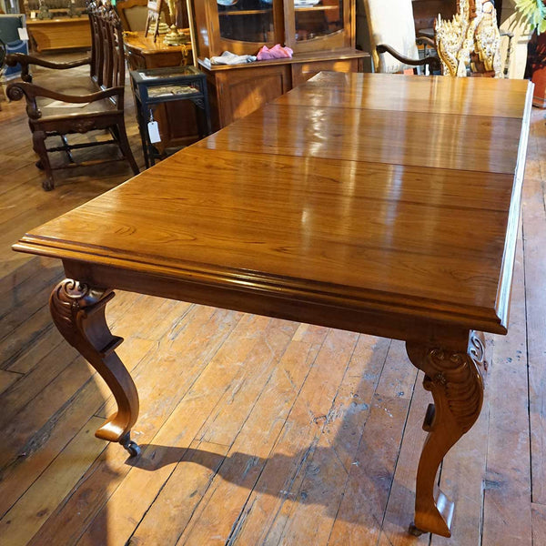 Anglo Indian Teak Campaign Extending Rectangular Dining Table