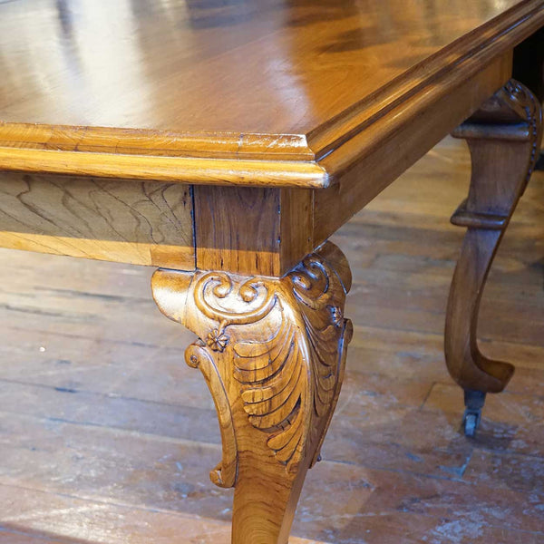 Anglo Indian Teak Campaign Extending Rectangular Dining Table