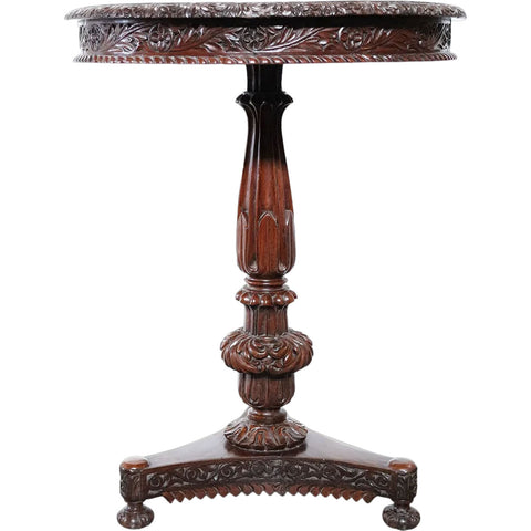 Small Anglo Indian William IV Rosewood Round Tilt-Top Pedestal Side Table