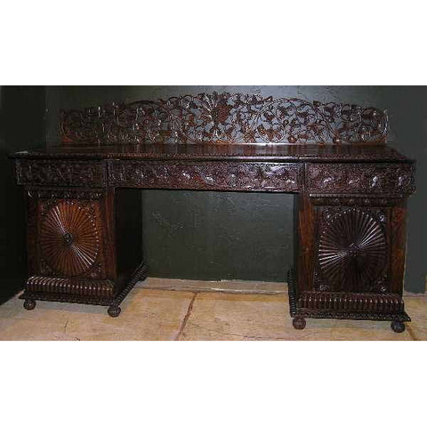 Anglo Indian Rosewood Double Pedestal Sideboard