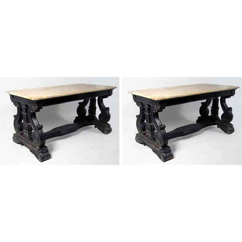 Pair of Anglo Indian Regency Rosewood and Marble Library Tables