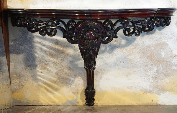 Pair of Anglo Indian Mahogany and Mirrored Top Wall Bracket Consoles