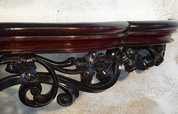 Pair of Anglo Indian Mahogany and Mirrored Top Wall Bracket Consoles
